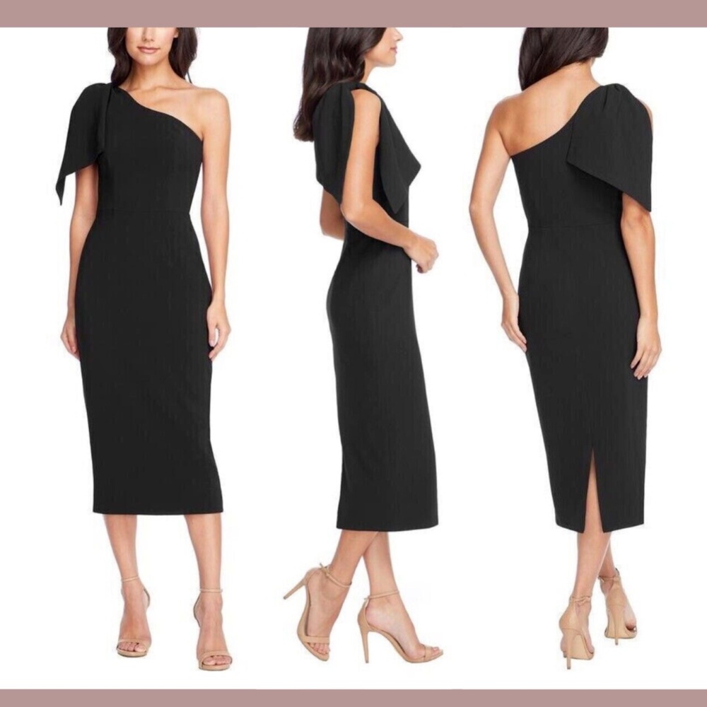 NEW Dress The Population [‎ Large ] Tiffany One Shoulder Midi Dress in Black